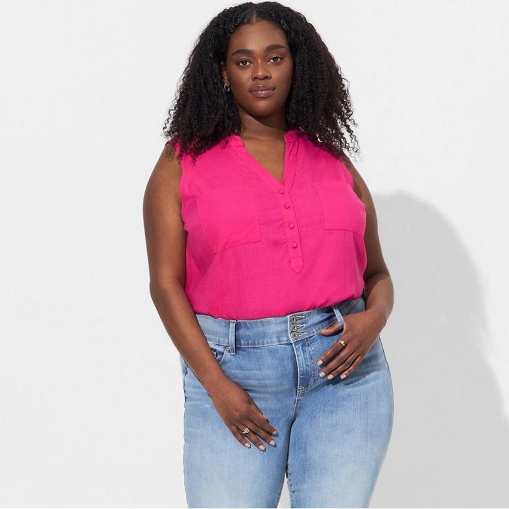 Torrid Pink Harper Linen Pullover Top